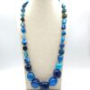 Collana di agata screziata blu e azzurro