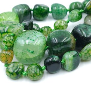 Collana in agata screziata nei toni del verde, grandi chicchi separati da nodi - VINTAGE AMORE MIO