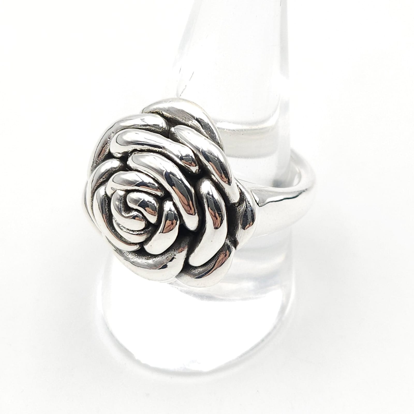Anello in argento marchiato 925 a forma di rosa tridimensionale, diametro 20 millimetri - VINTAGE AMORE MIO