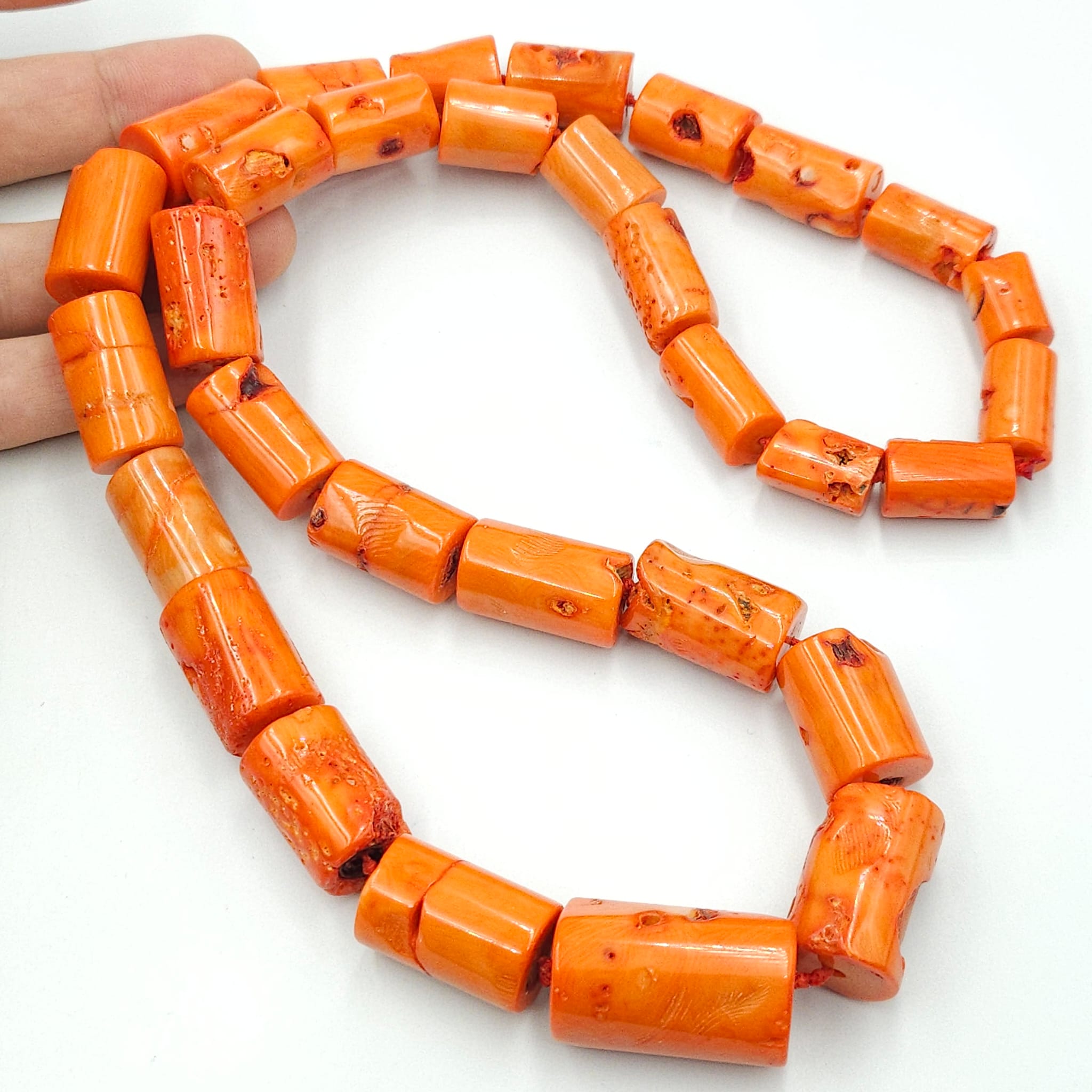 Collana composta da grandi elementi di corallo bambù color salmone - VINTAGE AMORE MIO