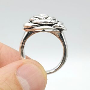 Anello in argento marchiato 925 a forma di rosa tridimensionale, diametro 20 millimetri - VINTAGE AMORE MIO