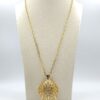 Collana Trifari 1960 spessa catena e grande pendente dorato