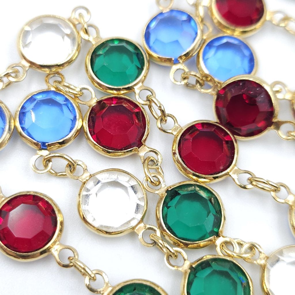 Collana vintage firmata Swarovsky, col logo del cigno, cristalli Swarovsky multicolori sfaccettati bezel, incastonati - VINTAGE AMORE MIO